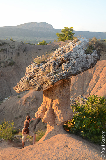 La roca del Bolet amb la muntanya de Sant Corneli al fons. © Xavi Basora